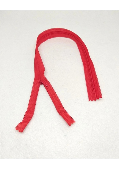 40 Cm Gizli Abiye Fermuarı - Kırmızı