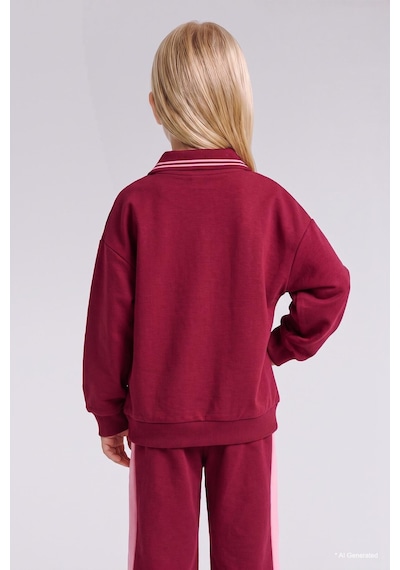 Defacto Polo Yaka Cepli Kalın Sweatshirt Hırka Kız Bebek I0629a526aubr239 Bordo-br239