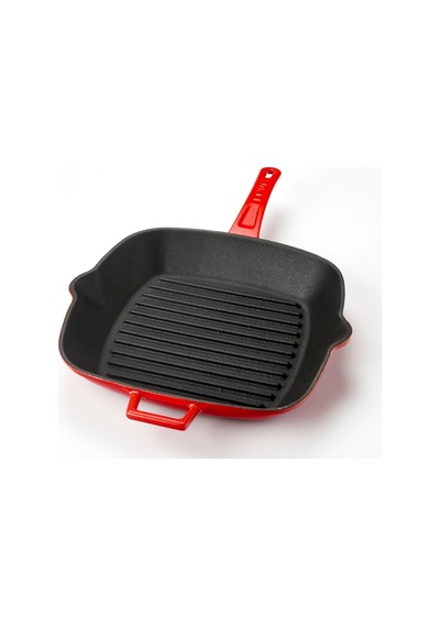 Lava Metal Döküm Izgara Tava, Metal Saplı, 26x26 Cm, Kırmızı Diğer