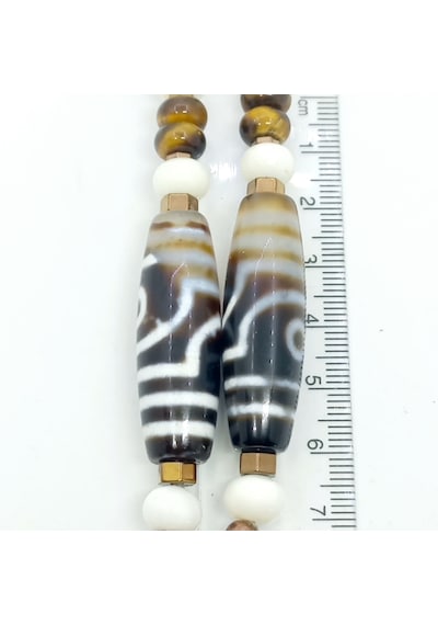 Sibelce 2224 Septarian Tibet Akik Kaplangözü Mercan El Yapımı Kolye Çok Renkli