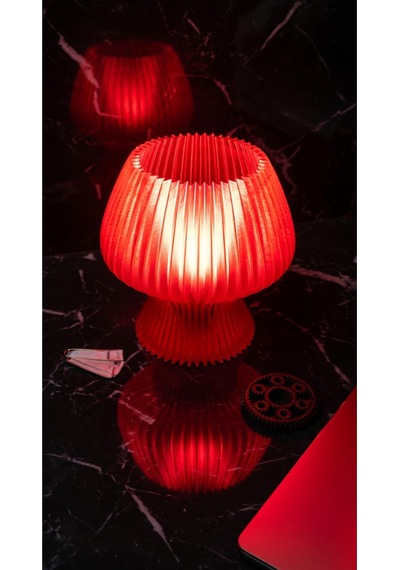 Akordeon Tasarım Masa Lambası - 3d Pleated Doku Dekoratif Gece Lambası Modern Ev Hediyesi Aydınlatma Kırmızı