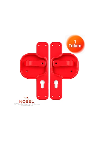 Okul Kapı Kolu Kreş, Anaokulu Ve Sınıf Kapıları İçin Çocuk Korumalı Emniyetli Dayanıklı Plastik Kapı Kolu - Kırmızı