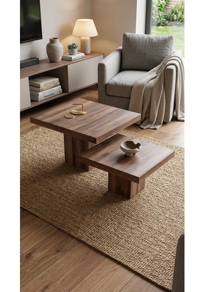 Most Marmoris %100 Mdf Orta Sehpa Set Evinize Teslim Ceviz