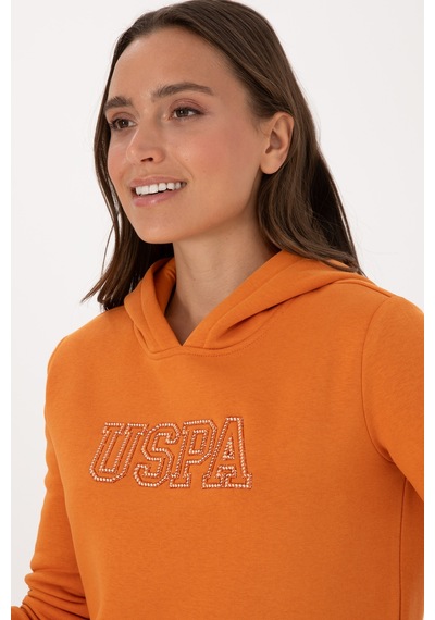 U.S. Polo Assn. Kadın Bakır Şardonlu Kapüşonlu Basic Sweatshirt 50313566-VR182