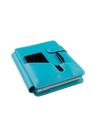 2K Tarihsiz Kareli 17 24 İç Defterli Telefon Kılıfı Kapaklı Deri Organizer - Turkuaz