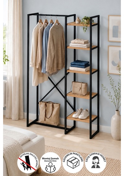 5 Raflı Metal Gardırop Metal Portmanto Açık Gardırop Elbise Dolabı Metal Askılık Vestiyer Loftix Çam 5 Raflı Metal Gardırop Metal Portmanto Açık Gardırop Elbise Dolabı Metal Askılık Vestiyer Loftix Çam