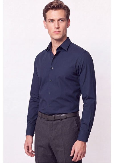 Slim Fit Pamuklu Lacivert Gömlek G 1607