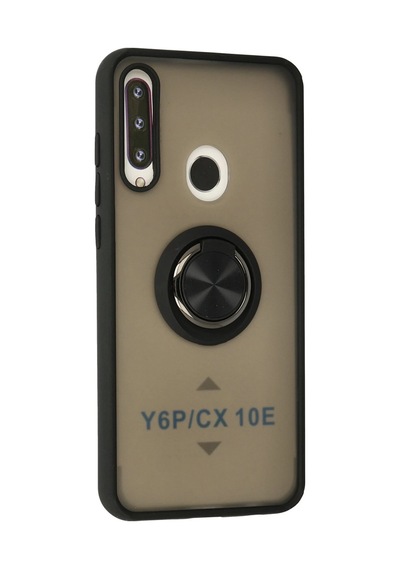 Newface - 277 - Huawei Y6p Kılıf Montreal Yüzüklü Silikon Kapak - Csmo-tex - - Siyah Sıyah