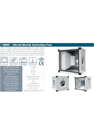 Kayıtes HMEF 500 Hücreli Mutfak Davlumbaz Fanı 7000 M³/H