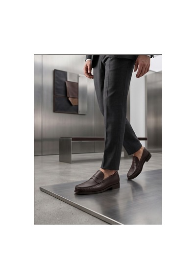 Crc Ayakkabı %100 Hakiki Deri Rugan Erkek Loafer - El İşçiliği Premium Klasik Ayakkabı - Burgundy Patent Kahverengi