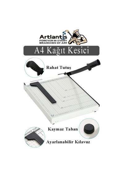 Giyotin Kağıt Kesme Makinesi A4 Metal Kollu Tablalı A5-a4 Ayarlanabilir Sürgülü Paslanmaz Kaliteli