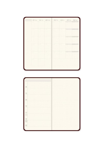 Charmlı Süresiz Haftalık Planlayıcı Cep Ajanda 9x17 Cm Bordo Çok Renkli