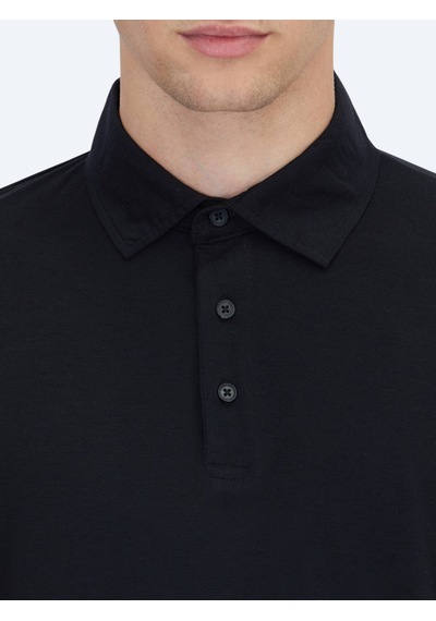 Siyah Düz Polo Yaka T-shirt Siyah