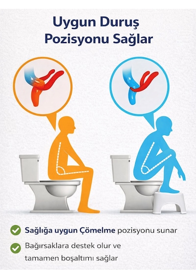 Beylini Klozet Taburesi Destek Basamağı Wc Lavabo Banyo Konforlu Yükselti Çömelme Çocuk Yaşlı Tuvalet Altlık Beyaz Beyaz