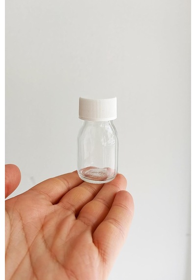 30 Ml Sızdırmaz Kapaklı Şeffaf Shot Şişesi 30 Cc Ginger Şat Beyaz Cam Şişe 6 Adet Kilitsiz Plastik Beyaz Kapak