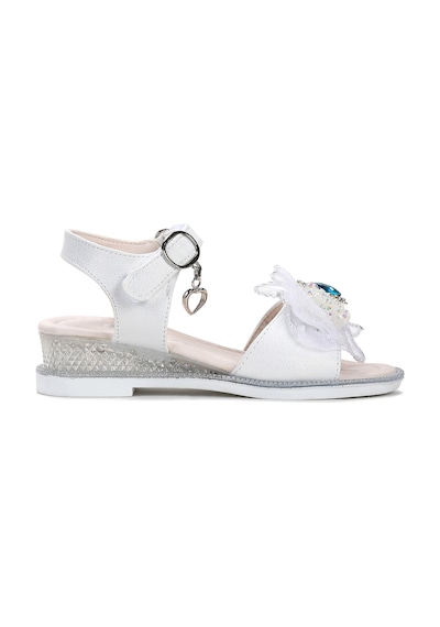 Kiko Kids Bufly Fiyonklu Kız Çocuk Sandalet Ayakkabı Beyaz Beyaz