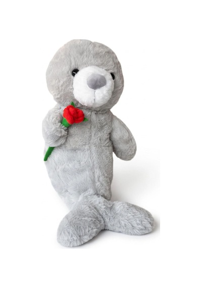 Pl50252 40 Cm Fok Gül Tutan Peluş Fok Oyuncak