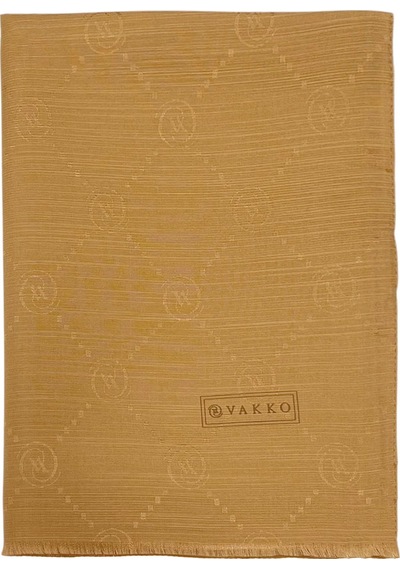 Vakko Pamuk İpek Şal - Monogram - Bal