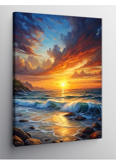 Kanvas Tablo Güneş Ve Deniz Manzarası 50cmx70cm