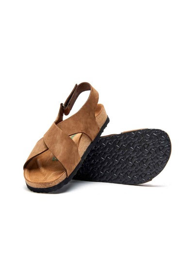 Comfortfusse Fayette - Erkek Ortopedik Hakiki Deri Sandalet Kum Nubuk Deri