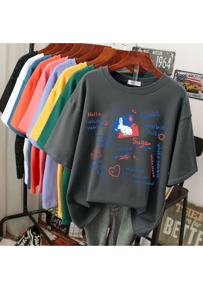 Noıssey Urban Pop Graphic Kadın Tişört Koleksiyonukod 5203 Füme