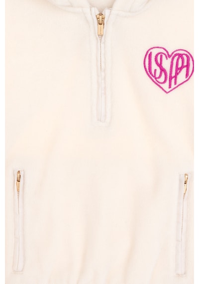 U.S. Polo Assn. Kız Çocuk Krem Yarım Fermuarlı Polar Sweatshirt 50296287-VR071