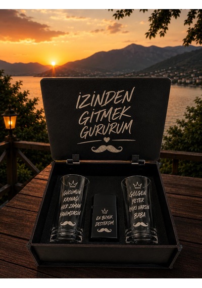 Babalar Gününe Özel Hediye Seti- Kişiye Özel Tasarım 2 Li Rakı Bardağı