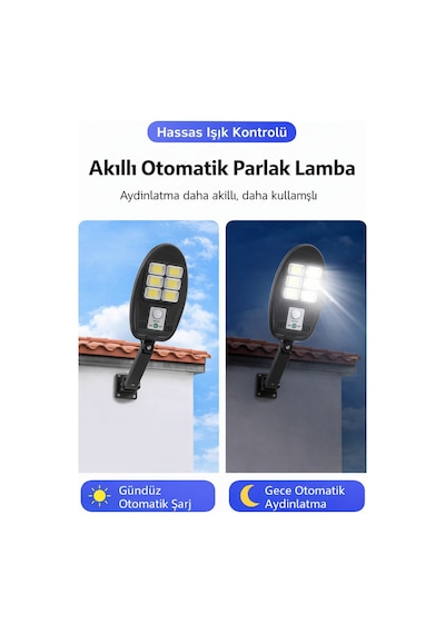 48 Cob Led Solar Sokak Lambası Hareket Sensörlü 3 Modlu Bahçe Duvar Aydınlatma Lambası
