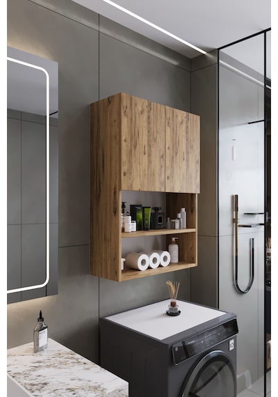 Deniz Modern Banyo Dolabı 2 Kapaklı Raflı Düzenleyici Çok Amaçlı Atlantik Çam Deniz Modern Banyo Dolabı 2 Kapaklı Raflı Düzenleyici Çok Amaçlı Atlantik Çam