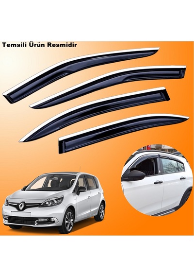 Renault Scenic 3 Mügen Cam Rüzgarlığı Abs Krom Nikelajlı Cam Rüzgarlığı 2009 Sonrası 4 Lü Set