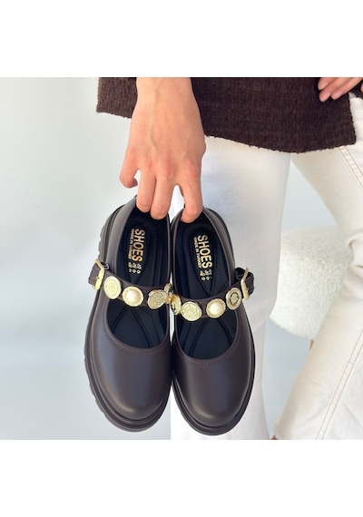 Roof Atelier Kadın Kahverengi Bilekten Tokalı Loafer Ayakkabı - Okira Çok Renkli