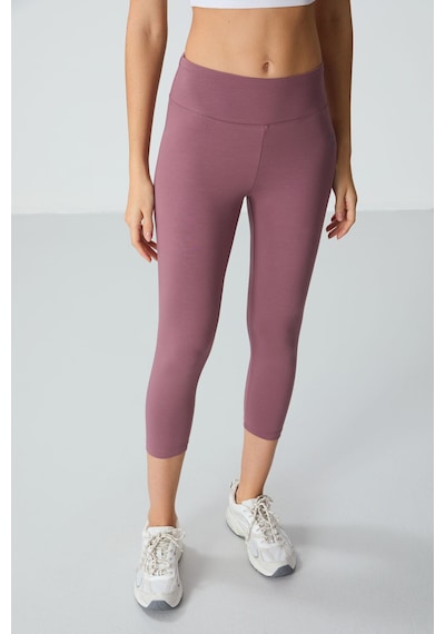 Tommylife Gül Kurusu Yüksek Bel Slim Fit Dar Paça Kadın Kapri Tayt - 93097 Gülkurusu