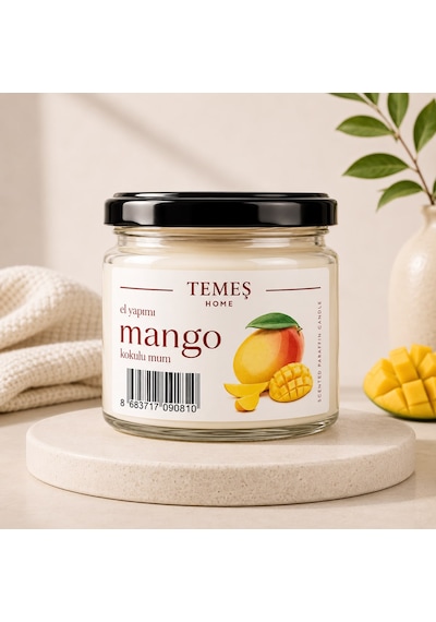 El Yapımı Mango Kokulu Mum Açık Sarı