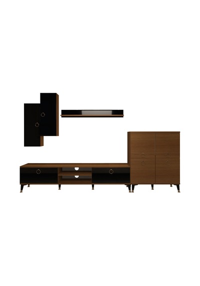 Decoraktiv Eko 6 Mdf Dvd Gold Tv Ünitesi Tv Sehpası Ceviz - Siyah