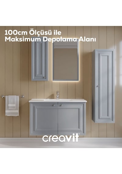 Creavit Kayra Lavabo Dolabı Kapaklı 100cm Mat Gri Creavit Kayra Lavabo Dolabı Kapaklı 100cm Mat Gri