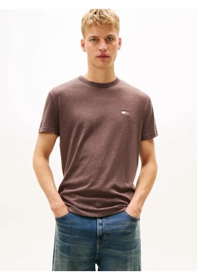 Tommy Hilfiger Tjm Reg Badge Tee Ext Erkek Kahverengi T-shirt - Dm0dm22667 Kahverengi
