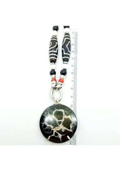 2284 Septarian Mercan Obsidyen El Yapımı Kolye Çok REnkli