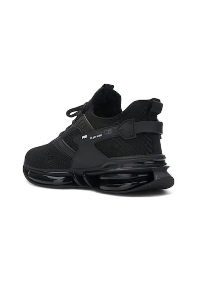 Erkek Siyah Sneaker Spor Ayakkabı - Balon Taban Triko Ortopedik Ayakkabı-047 Siyah