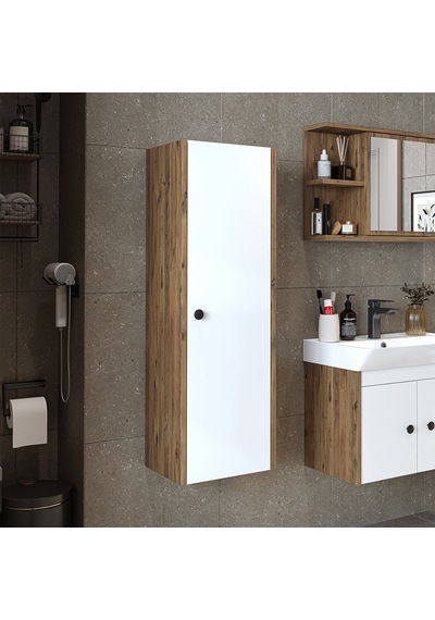 Ada Banyo Dolabı Mat Suntalam 110 Cm Banyo Boy Dolabı Atlantik Çam - Beyaz