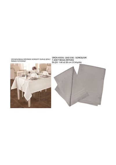 Dantelux Colber Lux Masa Örtüsü (160 X 220) 2542-C05 Gümüş - Gri