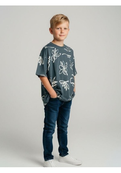 Zekids Erkek Çocuk Pamuklu Desenli Tasarım T-shirt-16770 Renkli