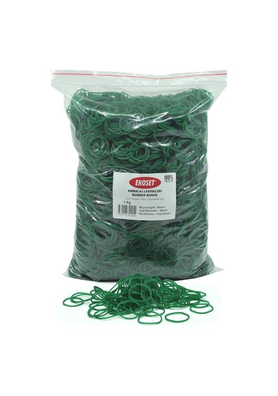 Ekoset Yeşil Paket Ambalaj Toka Para Lastiği 40Mm 1Kg