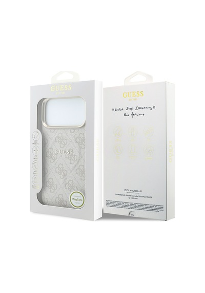 Apple iPhone Uyumlu 18 Pro Max Kılıf Guess Lisanslı M-safe  C-magnet 4g Desenli Yazı Logolu Kapak Pembe