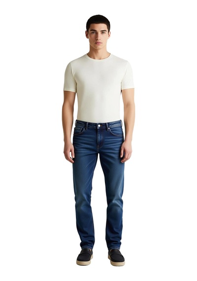 Ersefa Erkek Slim Fit Esnek Kot Pantolon Fonksiyonel Dayanıklı Kaliteli Indigo