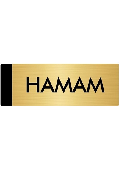 Metal Yönlendirme Levhası, Departman Kapı Isimliği Hamam 5x20 Cm Altın Renk