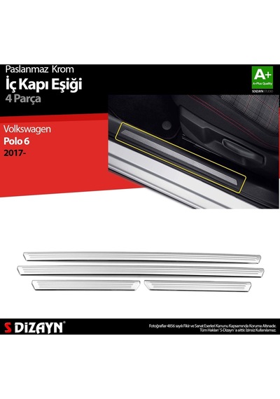 S-Dizayn Volkswagen Polo 6 Hb Krom İç Kapı Eşiği 4 Prç. 2017 Üzeri