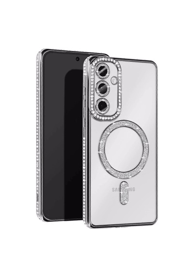 Samsung Uyumlu Galaxy A15 4g Joke Simli Magneticsafe Kılıf Gümüş