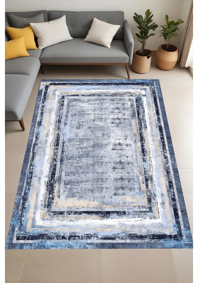 Eliana Home Dijital Baskı Yıkanabilir Kaymaz Taban Salon Halısı Ve Yolluk Rv149-fnl454 Mavi