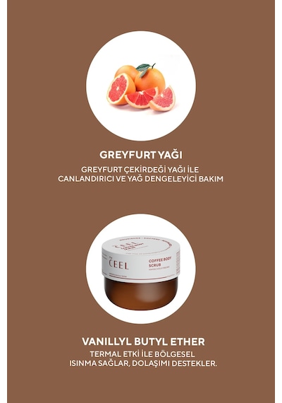 The Ceel Selülit Karşıtı, Sıkılaştırıcı Etkili, Batık Gidermeye Yardımcı Kahve Özlü Vücut Peelingi 275 Gr