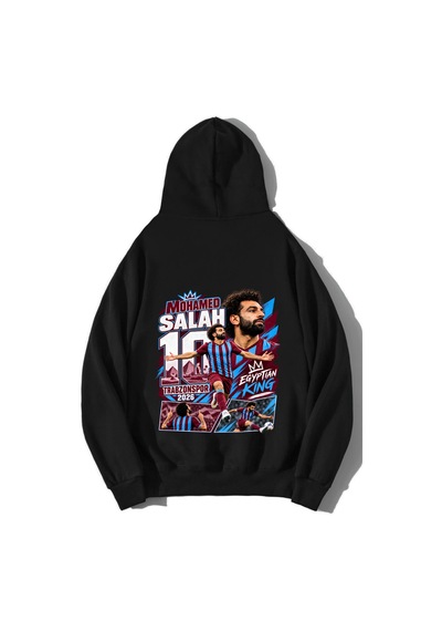 Brz Collection Unisex Oversize Mohamed Salah Hoodie Siyah